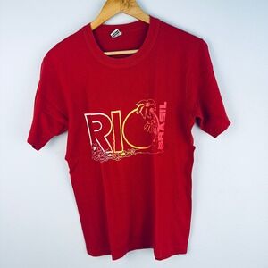 Malwee Rio Brasil Red Single Stitch Graphic T-Shirt Vintage Made in Brazil